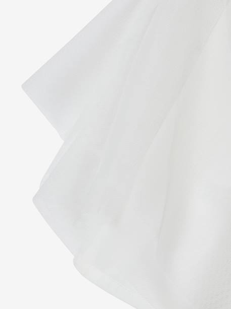 Ruffled Occasion Wear Dress in Cotton Gauze & Tulle, for Girls ecru - vertbaudet enfant 