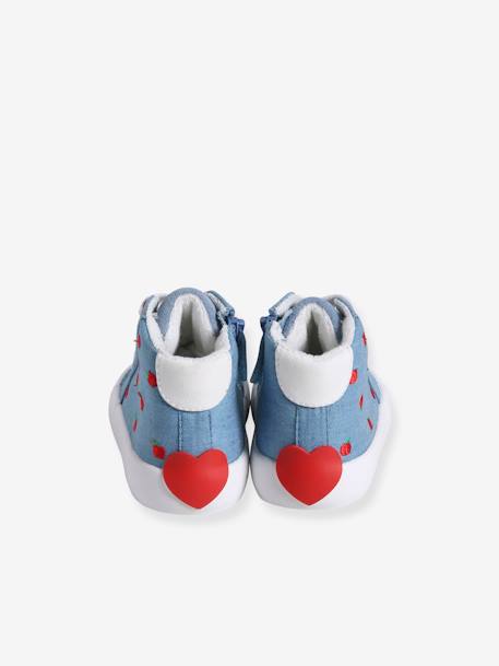 Baskets montantes bébé lacées et zippées bleu imprimé - vertbaudet enfant 