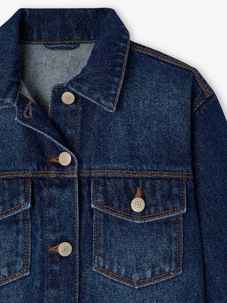 Denim Worker-Style Jacket for Girls denim blue+stone - vertbaudet enfant 
