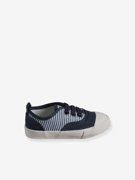 Trainers in Striped Fabric with Elasticated Laces, for Babies striped blue - vertbaudet enfant 