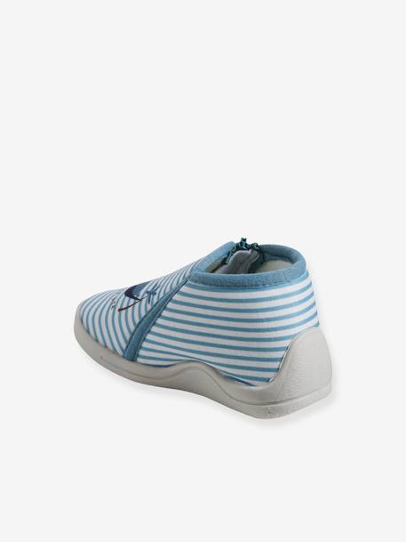 Chaussons zippés bébé en toile rayé bleu - vertbaudet enfant 