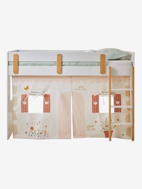 Tente de lit Cottage pour lit mezzanine mi hauteur ligne EVEREST blanc imprimé - vertbaudet enfant 