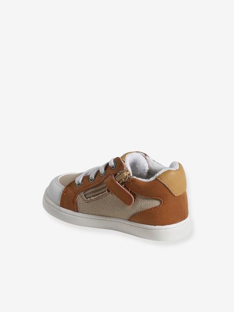 High-Top Trainers with Laces & Zips for Babies beige - vertbaudet enfant 
