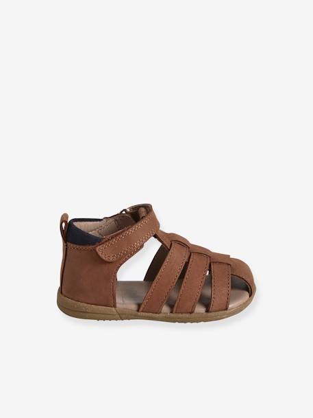 Leather Sandals for Baby Boys, Designed for First Steps brown+Camel+navy blue+sandy beige - vertbaudet enfant 