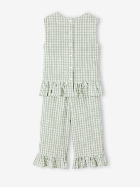 Ensemble fille blouse pantalon 7/8ème rose bonbon+vert sauge - vertbaudet enfant 