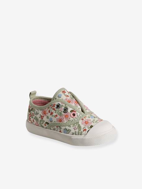 Elasticated Canvas Trainers for Babies printed white - vertbaudet enfant 