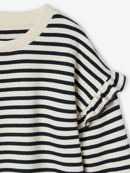 Striped Fleece Dress for Girls striped grey - vertbaudet enfant 