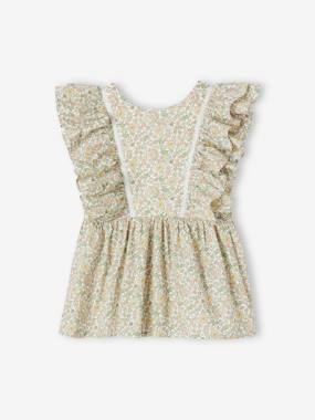 Girls-Occasion Wear Ruffled Blouse with Floral Print for Girls