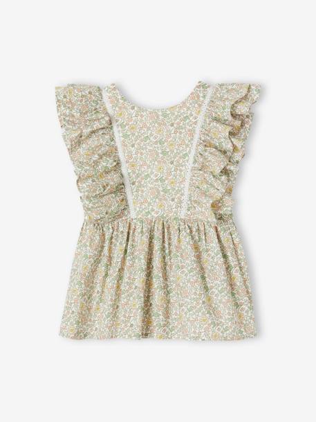Occasion Wear Ruffled Blouse with Floral Print for Girls vanilla - vertbaudet enfant 