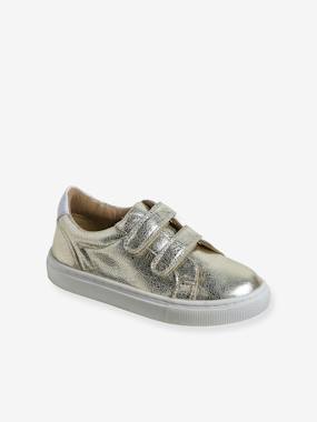Shoes-Trainers in Golden Leather for Children