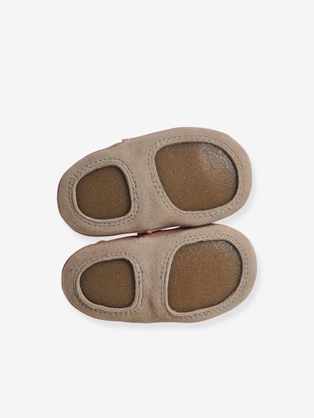 Elasticated, Soft Leather Slip-Ons for Babies old rose - vertbaudet enfant 