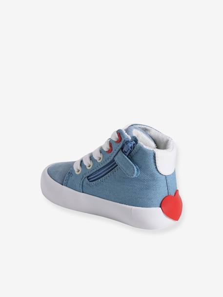 Baskets montantes bébé lacées et zippées bleu imprimé - vertbaudet enfant 