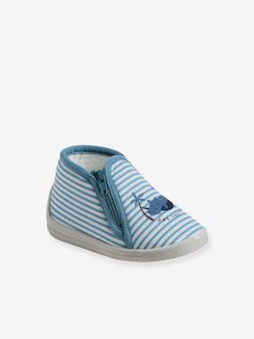 Shoes-Zipped Slippers in Canvas for Babies