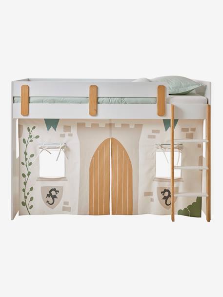 Tente de lit Chevalier pour lit mezzanine mi hauteur ligne Everest blanc imprimé - vertbaudet enfant 