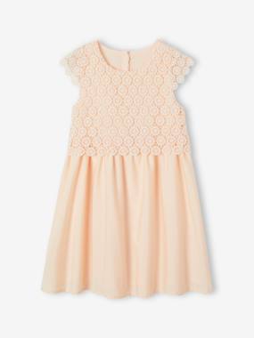 Fille-Robe cérémonie fille effet 2 en 1 haut en macramé 