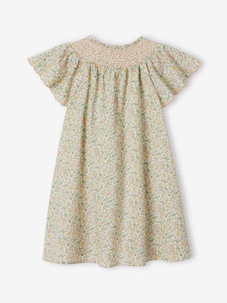 Floral Smocked Dress with Butterfly Sleeves, for Girls vanilla - vertbaudet enfant 