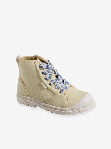High Top Fabric Trainers, Lug Soles, for Girls pale yellow - vertbaudet enfant 