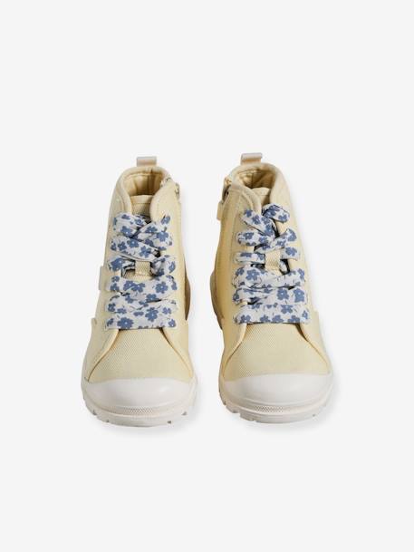 High Top Fabric Trainers, Lug Soles, for Girls pale yellow - vertbaudet enfant 