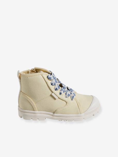 High Top Fabric Trainers, Lug Soles, for Girls pale yellow - vertbaudet enfant 