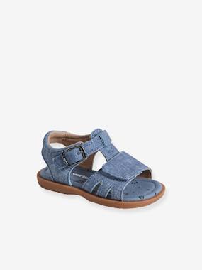 Shoes-Denim-Effect Sandals with Hook-&-Loop Straps for Babies
