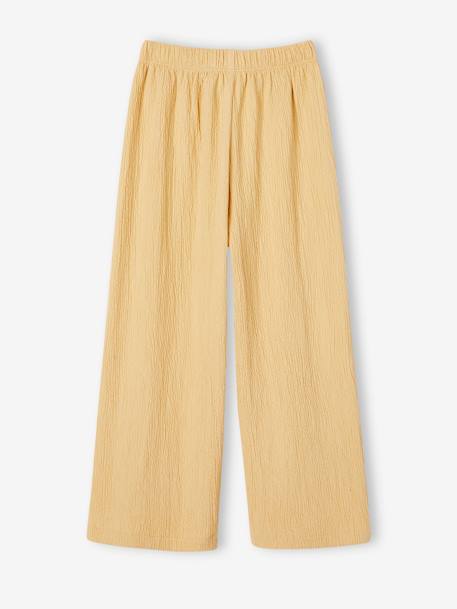 Pantalon large effet gaufré fille corail+jaune pâle - vertbaudet enfant 