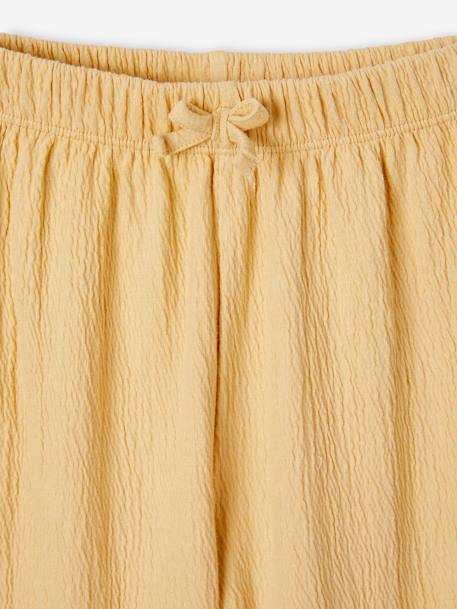 Pantalon large effet gaufré fille jaune pâle - vertbaudet enfant 