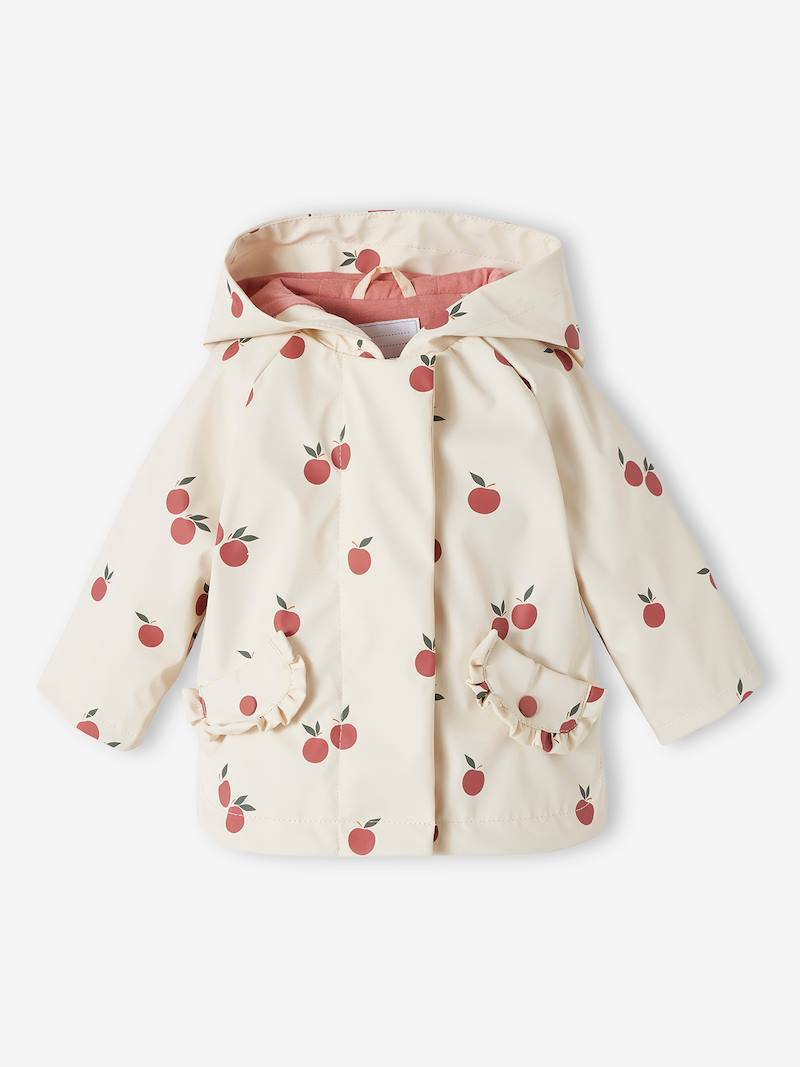 VERTBAUDET - Ciré Avec Capuche Bébé Fille - Vert Céladon Imprimé - Taille 36 Mois (97 Cm)
