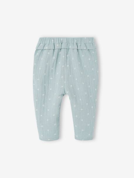 Pantalon en gaze de coton bébé bleu grisé+écru+rose pâle+vieux rose - vertbaudet enfant 