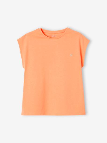 Tee-shirt uni Basics personnalisable fille manches courtes corail+mandarine - vertbaudet enfant 