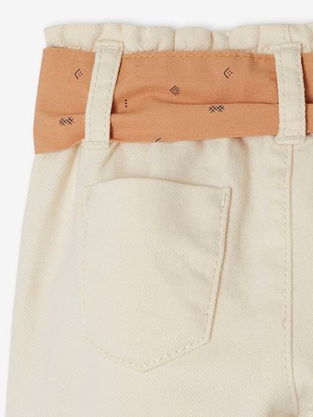 Pantalon paperbag bébé avec ceinture écru+lichen+rose pâle - vertbaudet enfant 