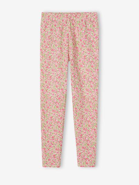 Pack of 2 Basics Leggings for Girls indigo+khaki+printed brown+sage green - vertbaudet enfant 