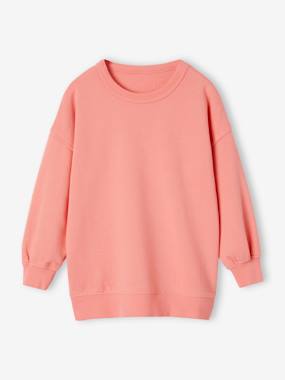 -Long Sweatshirt with Large Motif on the Back, for Girls