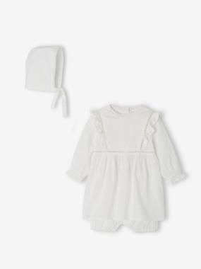 Occasion Wear Ensemble for Babies: Dress, Bloomers and Bonnet  - vertbaudet enfant