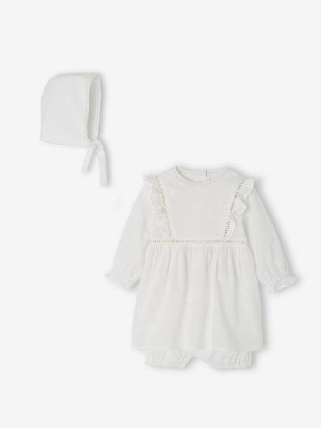Occasion Wear Ensemble for Babies: Dress, Bloomers and Bonnet white - vertbaudet enfant 