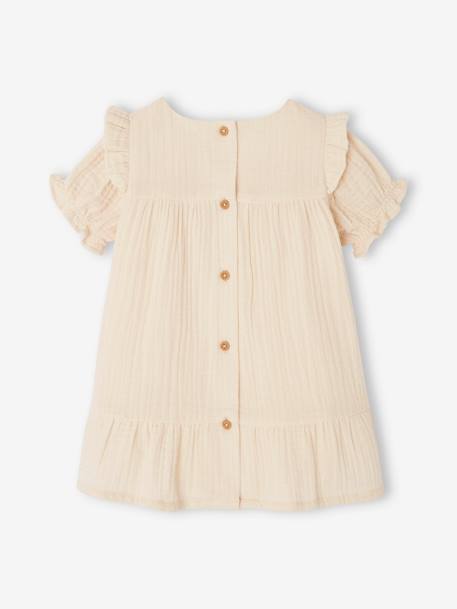 Dress in Cotton Gauze for Babies coral+vanilla - vertbaudet enfant 