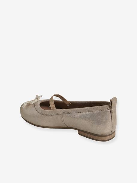 Ballet Pumps in Metallised Leather for Girls gold - vertbaudet enfant 
