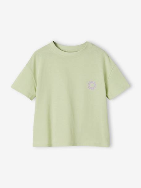 Tee-shirt uni Basics fille manches courtes rose bonbon+turquoise+vert amande - vertbaudet enfant 