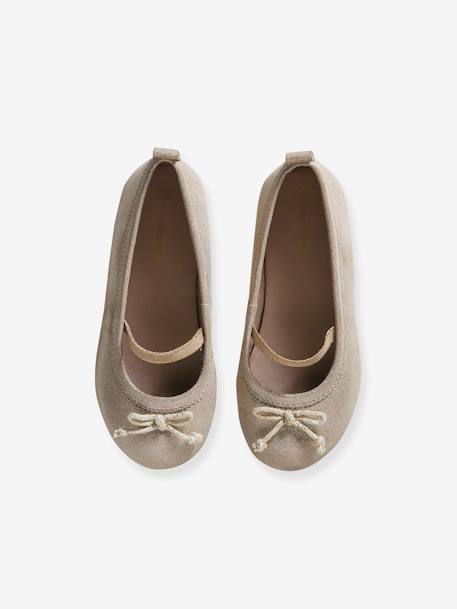 Ballet Pumps in Metallised Leather for Girls gold - vertbaudet enfant 