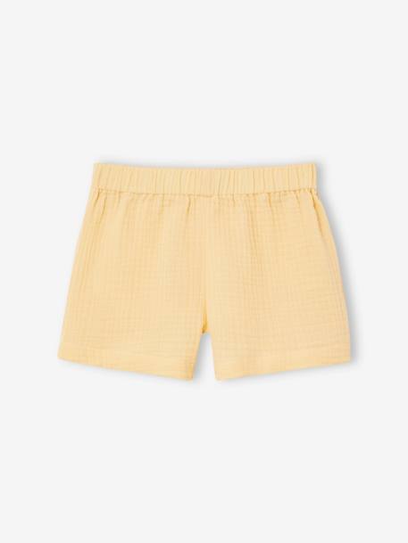 Ensemble fille blouse short en gaze de coton jaune pastel+lilas+vanille - vertbaudet enfant 