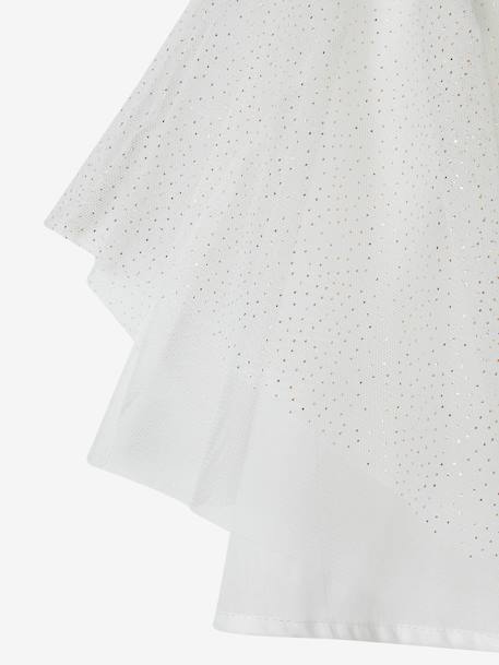 Occasion Wear Dress with Glittery Tulle & Butterfly Sleeves for Girls ecru+rose beige - vertbaudet enfant 
