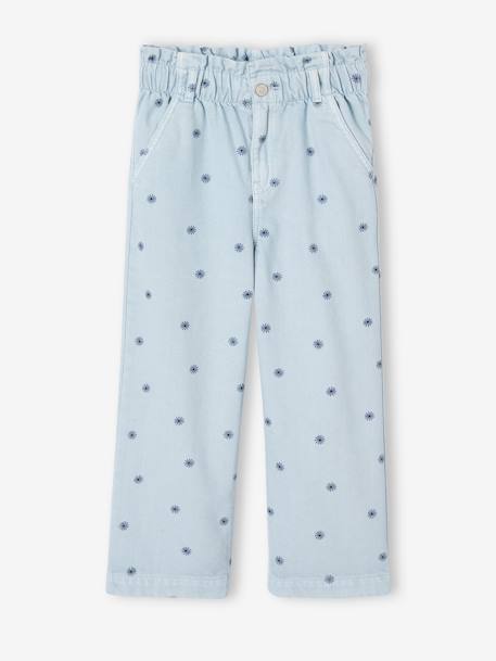 Floral Wide Leg Paperbag Trousers for Girls printed blue - vertbaudet enfant 