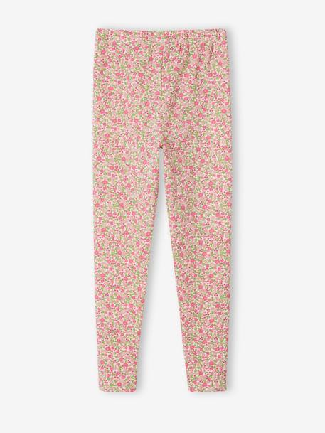 Lot de 2 leggings fille Basics indigo+kaki+marron imprimé+vert sauge - vertbaudet enfant 