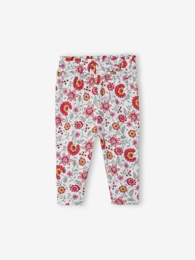 -Floral Trousers with Elasticated Waistband, for Babies