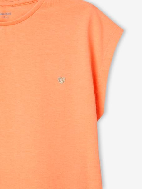 Tee-shirt uni Basics personnalisable fille manches courtes corail+mandarine - vertbaudet enfant 