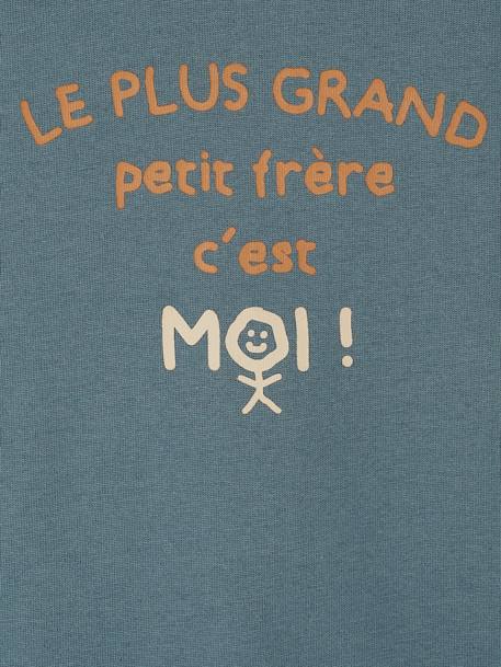 T-shirt à message bébé manches longues blanc+bleu canard - vertbaudet enfant 