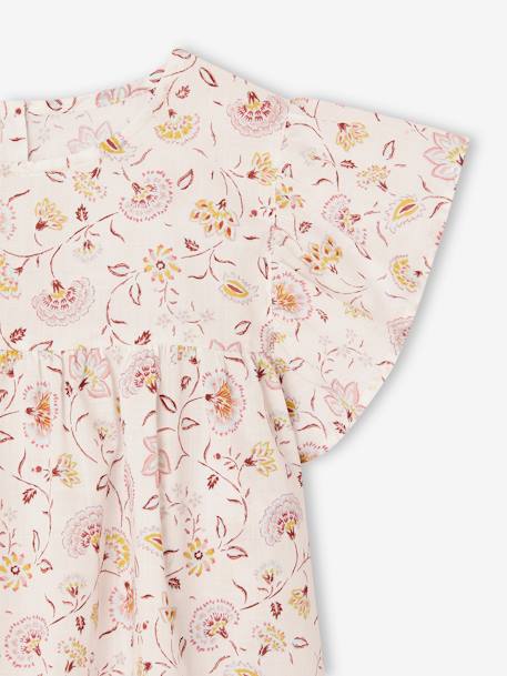 Ensemble fille blouse short en gaze de coton jaune pastel+lilas+vanille - vertbaudet enfant 