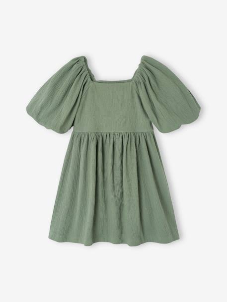 Occasion Wear Dress in Relief Fabric with Smocking for Girls pale pink+sage green - vertbaudet enfant 