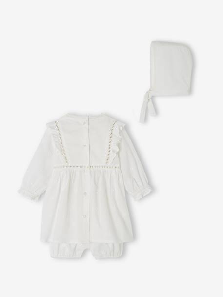 Occasion Wear Ensemble for Babies: Dress, Bloomers and Bonnet white - vertbaudet enfant 