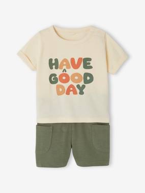 -T-Shirt with Motif + Baggy Shorts Combo for Babies