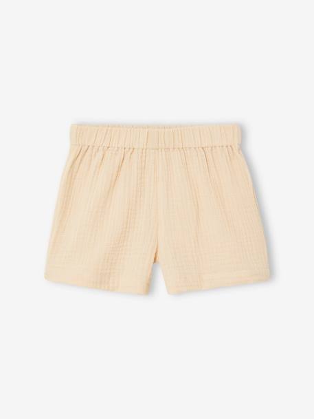 Ensemble fille blouse short en gaze de coton jaune pastel+lilas+vanille - vertbaudet enfant 